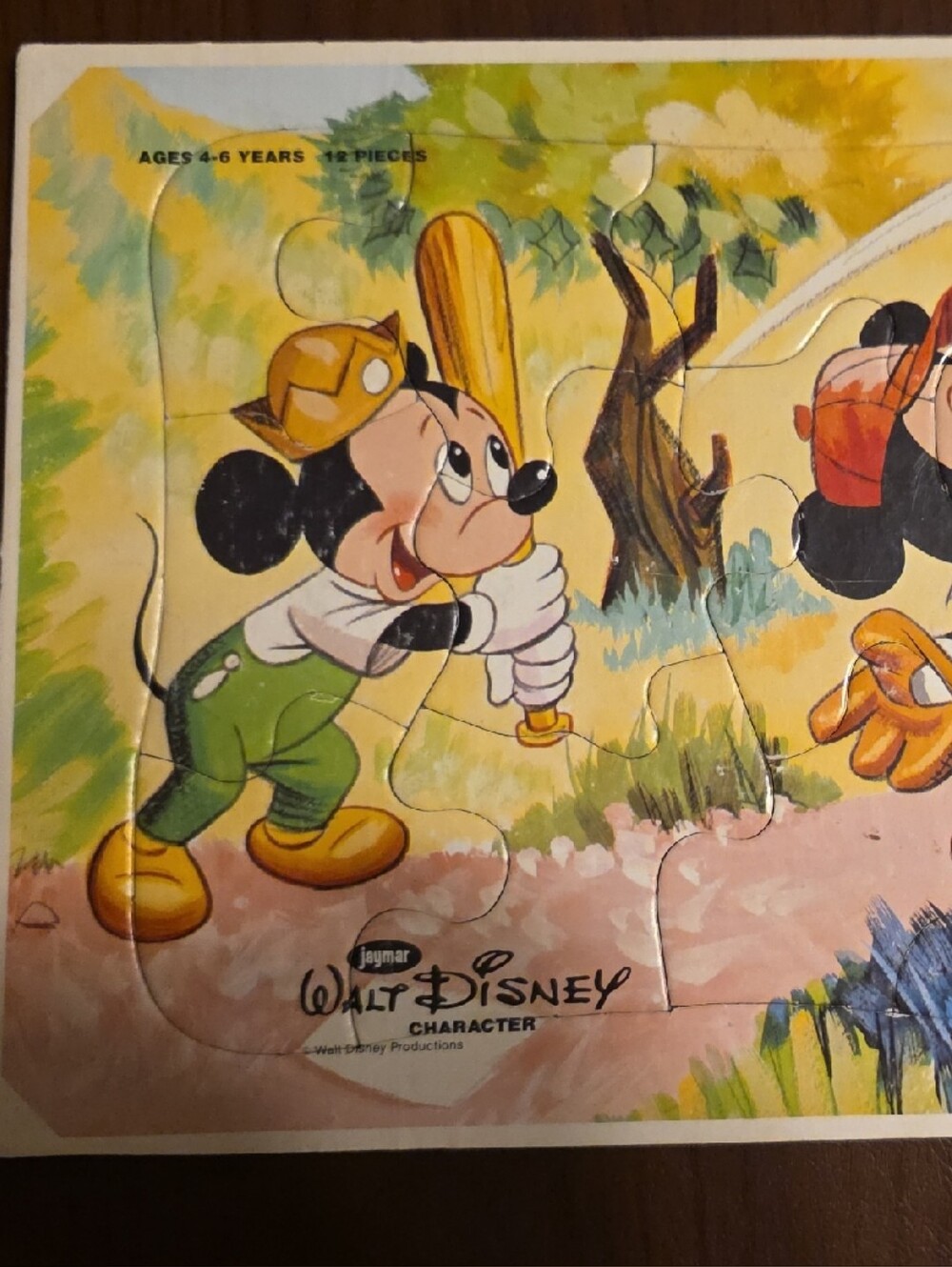 Disney Mickey Mouse Baseball Artwork Puzzle Piece - Yellow Green Blue